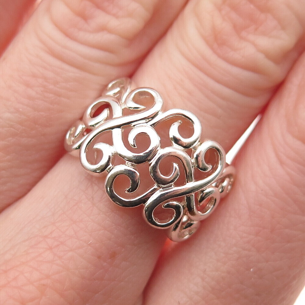 Ross Simons 925 Sterling Silver Vintage Modernist Swirl Ring Size 7